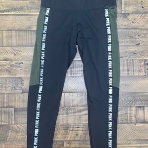PINK Victoria Secret green and black leggings